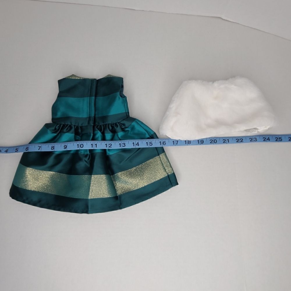 18" Standard Doll Dress Cape Green Metalic Stripe - Picture 10 of 12